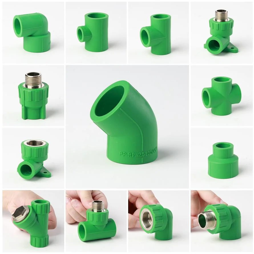 Polypropylene Pipe Green 20-110mm Pn25 Fittings 45 Deg PPR Pipes Fittings