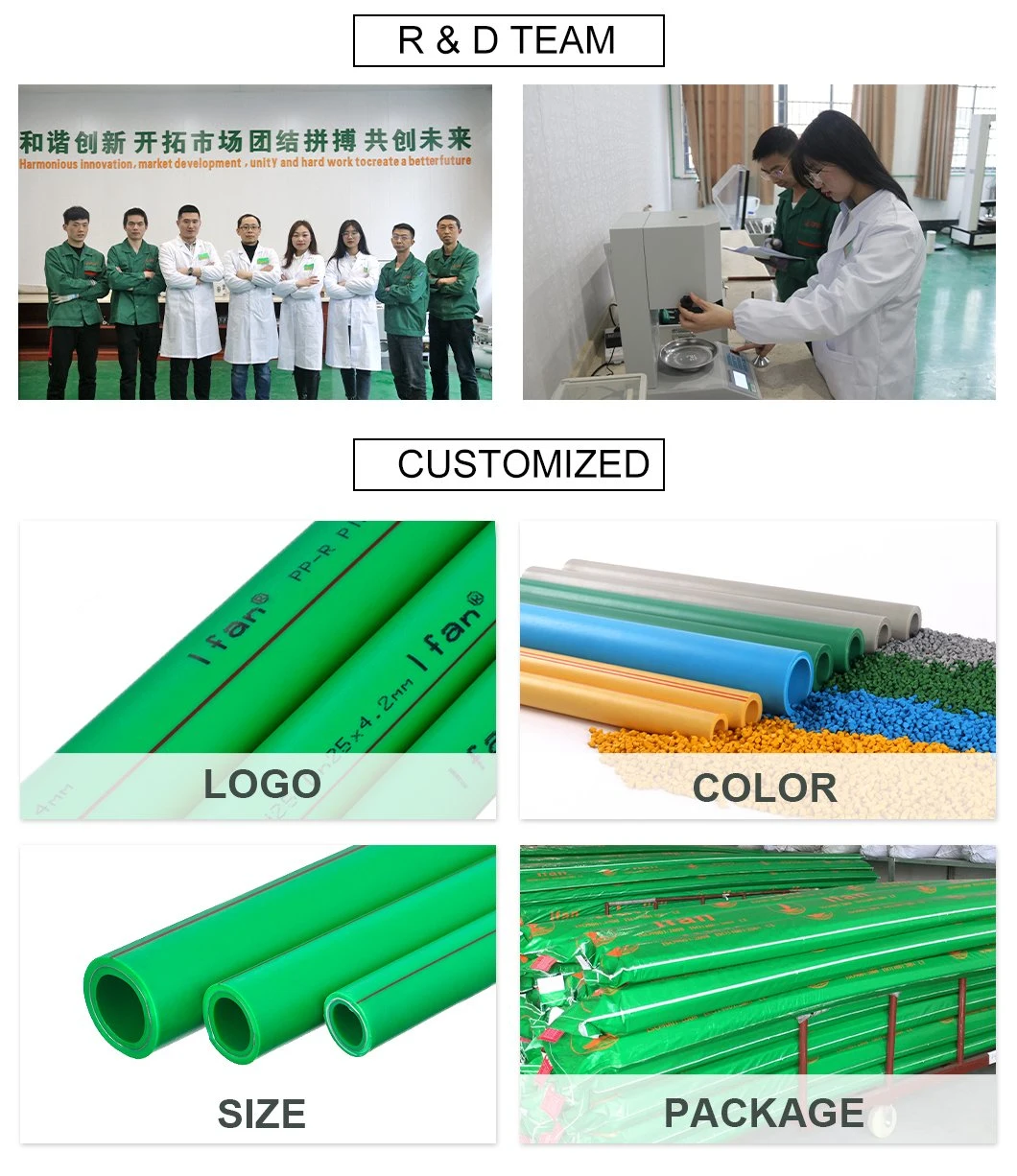 Ifan Customized Logo and Color PPR Pipe Plumbing 20mm 110mm PPR Tube