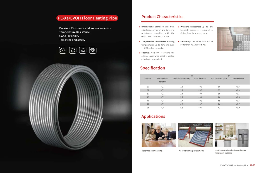 HDPE 16mm-63mm Underfloor Heating System PE-Xa Pipe/PE-Rt Pipe