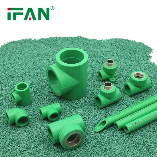 Raccordi PPR per tubi dell'acqua a gomito a T in plastica colore verde 20-110mm Ifan PPR