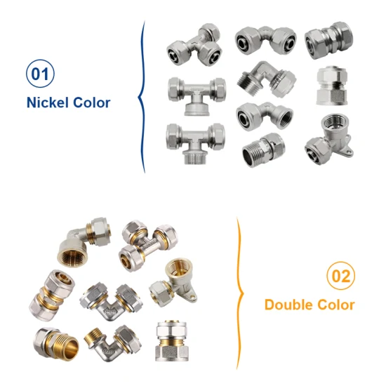 Raccordi a compressione in ottone Pex-Al-Pex da 16 mm x 16 mm x 16 mm, pari a 16/18/20/25/32 mm, per tubi multistrato Pex-Al-Pex